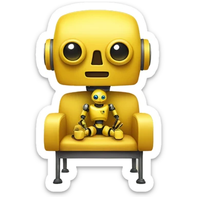 yellow Robot is sitting in a chair sticker