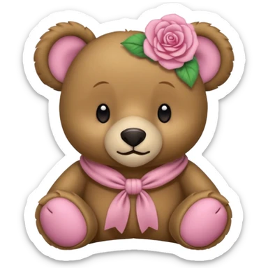 Ein süßer teddybär der mit einer hellrosanen decke zugedeckt ist und eine Schleife am Ohr hat sticker