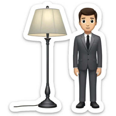 Rick Astley as 10 ft tall backrooms entity’s shadow next to a lamp in a room and the background is black and grey sticker