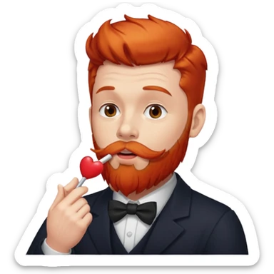 Man with red beard, blowing big red kisses sticker