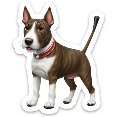 Golfing brindle bull terrier  sticker