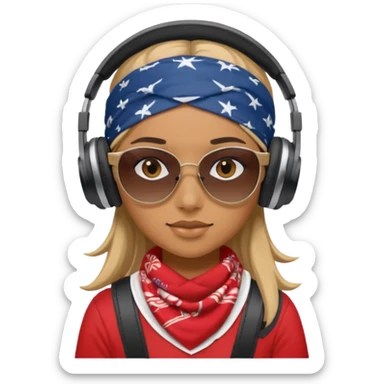 girl with shades, headphones and bandana sticker