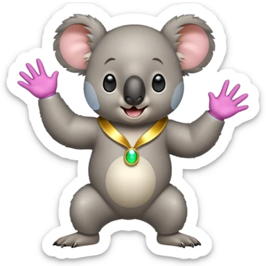 A koala in disco clothes, dancing enthusiastically, portrait, bust up sticker