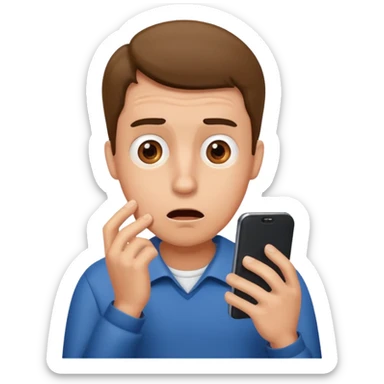 a guy confused why someone is showing him a phone sticker