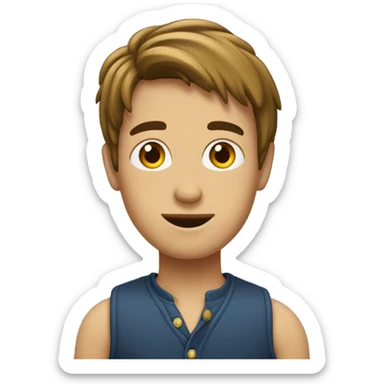 Garçon aux cheveux long châtains  sticker