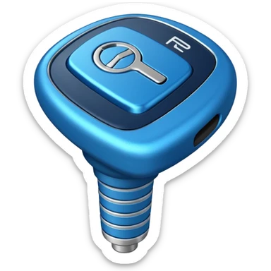 blue car gear shift stick with R for reverse highlighted sticker