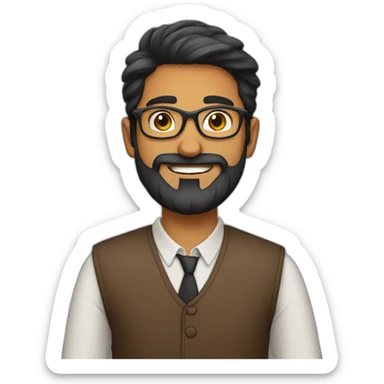 indian guy with glasses and  french beard sticker