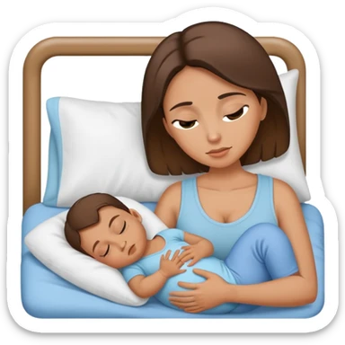 Light brunette fit mom forcing baby boy go to sleep sticker
