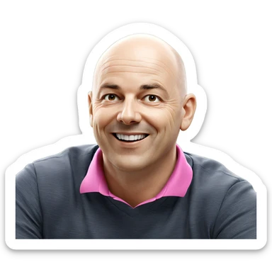 bald man smiling confidently sticker