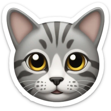 a round-faced gray beehive cat sticker