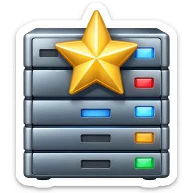 premium web hosting, server with shining star sticker