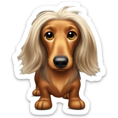 Long haired dachshund with spiky antenna hair sticker