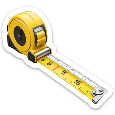 Yellow tape measure unrolled on table sticker