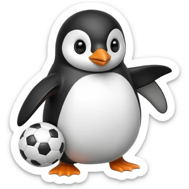 Penguin playing football sticker
