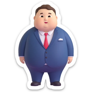 A chubby funny person in a formal suit sticker