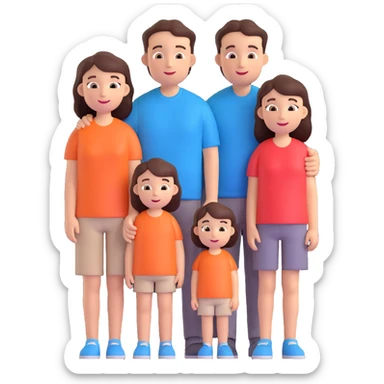 a white family with three children, a boy and two girls sticker