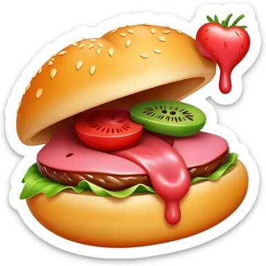 Delicious food emoji with tongue licking lips for 'Yummy' song sticker