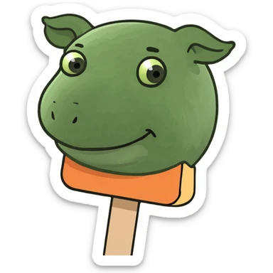 Make a funny fat pig face on a popsicle head sticker