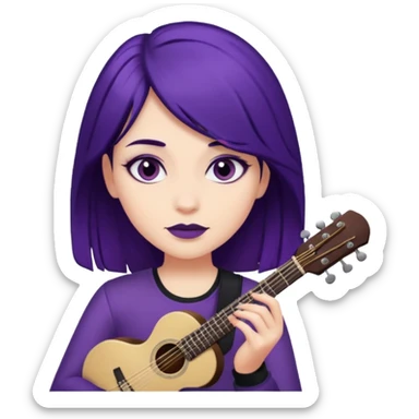 A girl with dark purple hair and musician  sticker