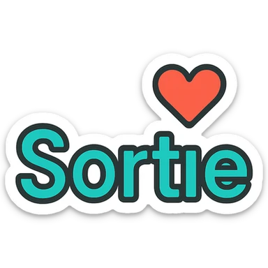 the word 'Sortie' in modern typography with a small discreet heart placed next to or above the text, transparent background sticker