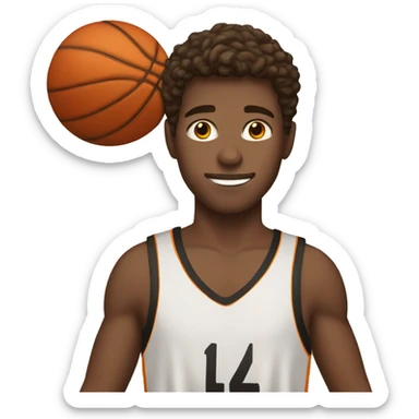 white boy with brown hair holding a basketball sticker