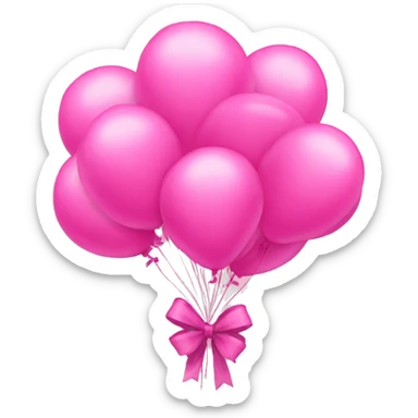Bunch of pink balloons tied with pink bow sticker