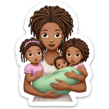 black mom with locs with 4 daughters one is a baby girl sticker