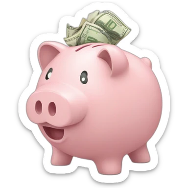 Piggy bank overflowing from being full of euro bills sticker