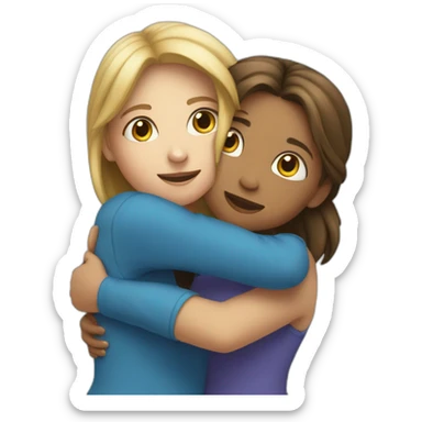 Hug between two girl in blue  sticker