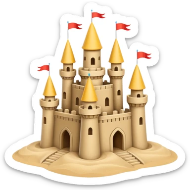 Classic tower sand castle – simple with 4 turrets and a central keep sticker