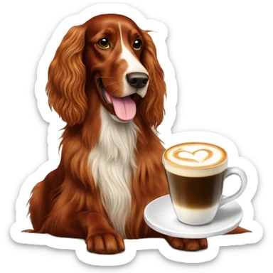 Happy Irish setter with cappuccino  sticker
