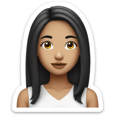 beautiful girl with black hair and white strands near her face sticker