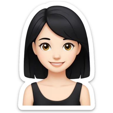 smiling girl in black dress sticker