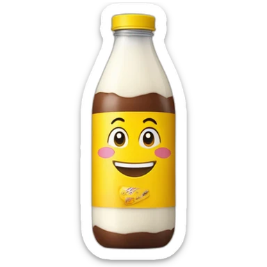 a bottle of milk chocolate with a yellow bottle label sticker
