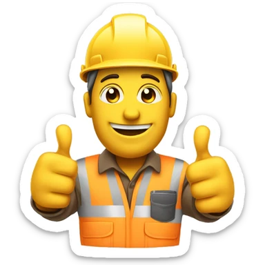 construction worker say thanks, with two thumbs hands up sticker