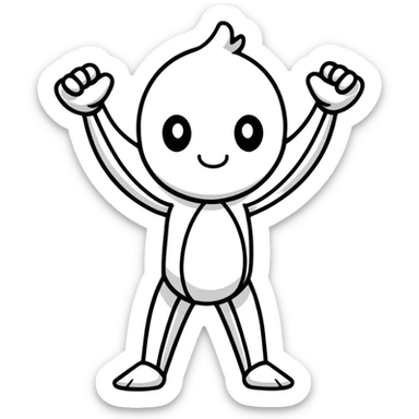 Number 1 as a cartoon character with arms and legs sticker