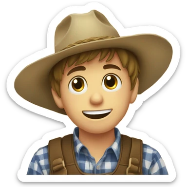 Country teen boy chewing on hay sticker