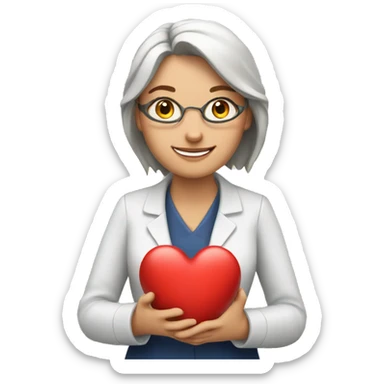 A European woman teacher holds her heart in her hands sticker