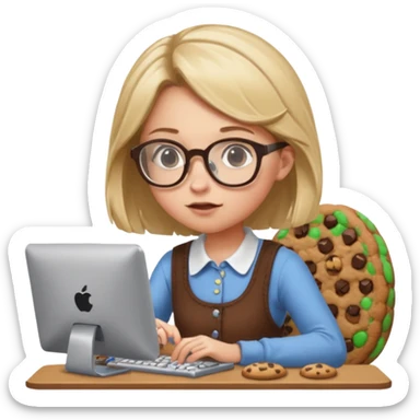 cookie clicker addict girl at computer sticker