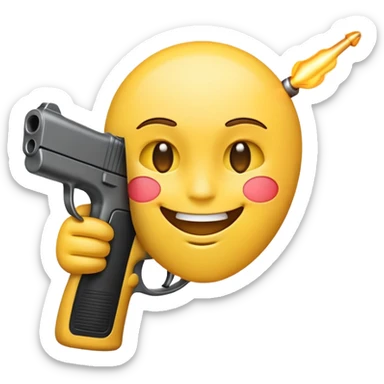emoji with gun to head painfully smiling  sticker
