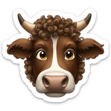 curl-hair-cow sticker