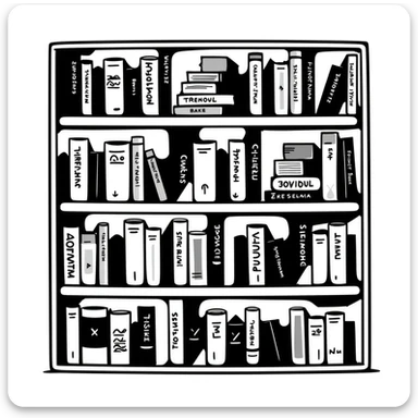 A bookshelf filled with various books sticker