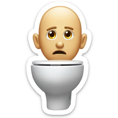 Guys head with big eyes coming out of white toliet  sticker