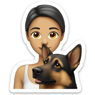pale skin hispanic woman with german shepherd sticker