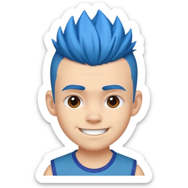 blue haired kid mohawk tough sticker