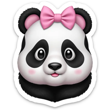 Cute Panda wearing a pink bow sticker