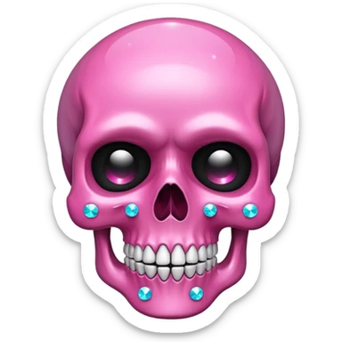 pink skull with sparkles sticker