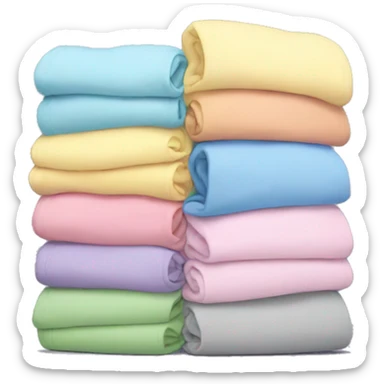 Stack of folded pastel hoodies sticker