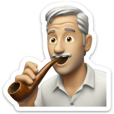 Guy taking a big hit out of tobacco pipe sticker