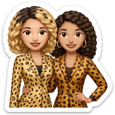 Latina woman and black woman in cheetah print outfit sticker